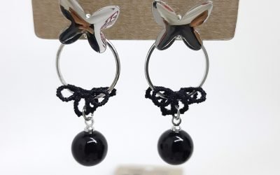 Anting Tusuk Round Model Permata Hitam Black Gem Earings C127