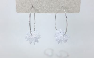 C172 Anting Premium Special Flower Gems Crystal Swarovski Silver 3,2cm